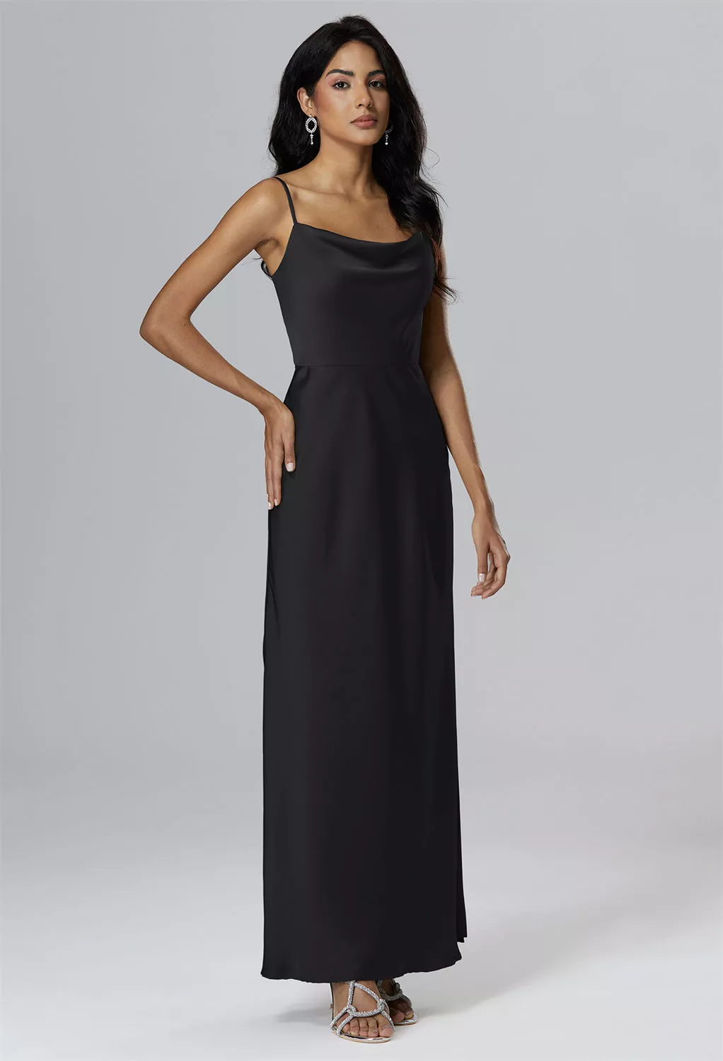AW Priscilla Black Metallic  Beach Wedding Guest Dresses